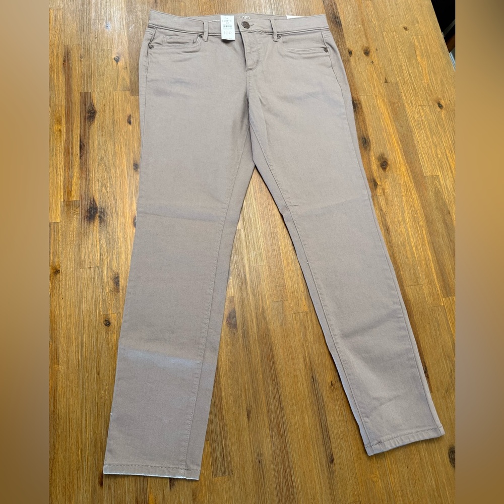 Anne Taylor Loft Modern Skinny Petite Tan Jeans
